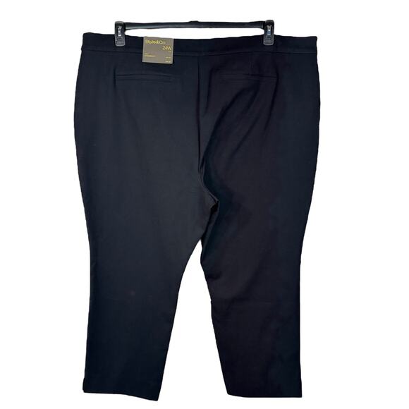Style & Co SZ 24W Ankle Straight Pants Mid-Rise Stretch Zip-Fly Flat Front Black - Picture 3 of 8